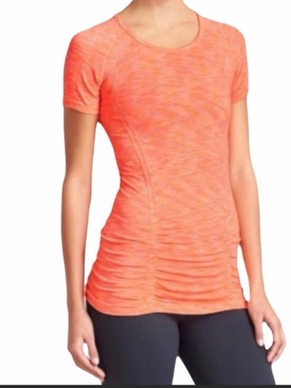 4/$20 Athleta Fastest Track Space Dye Tee Orange Short Sleeve Performance XS
